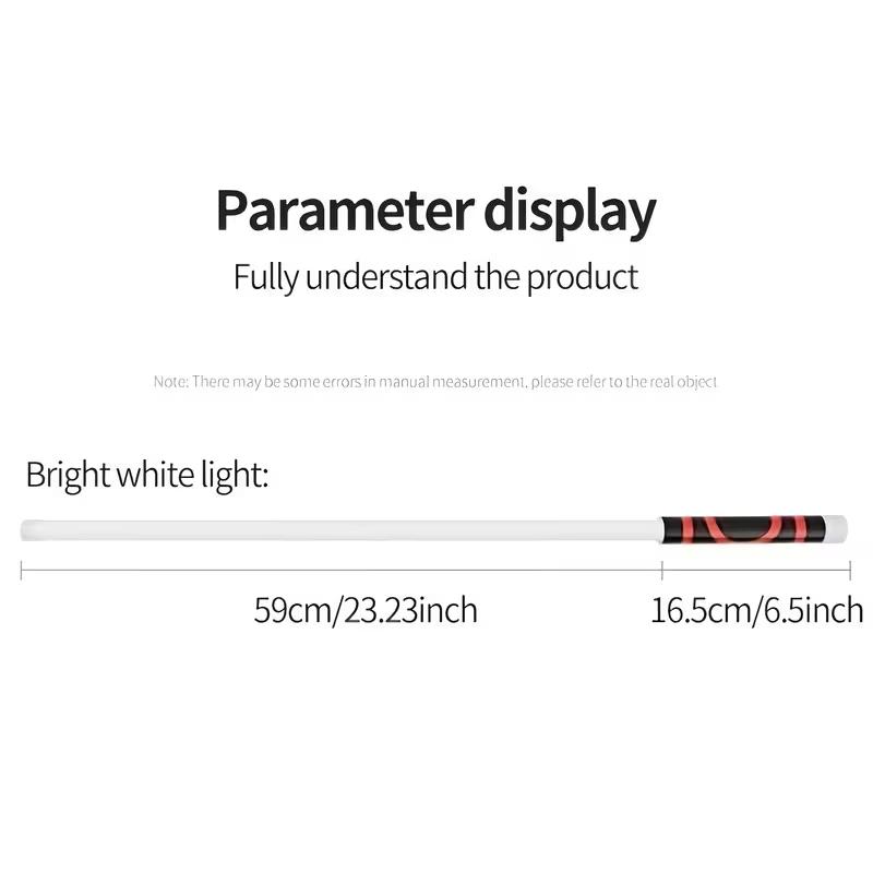 Product measurement diagram showing a 59 cm light section and a 16.5 cm handle; manual measurements may vary